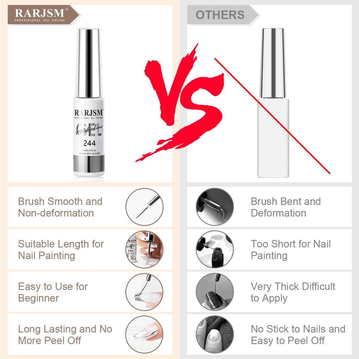 RARJSM before and after nails showing metallic liner enhancing design