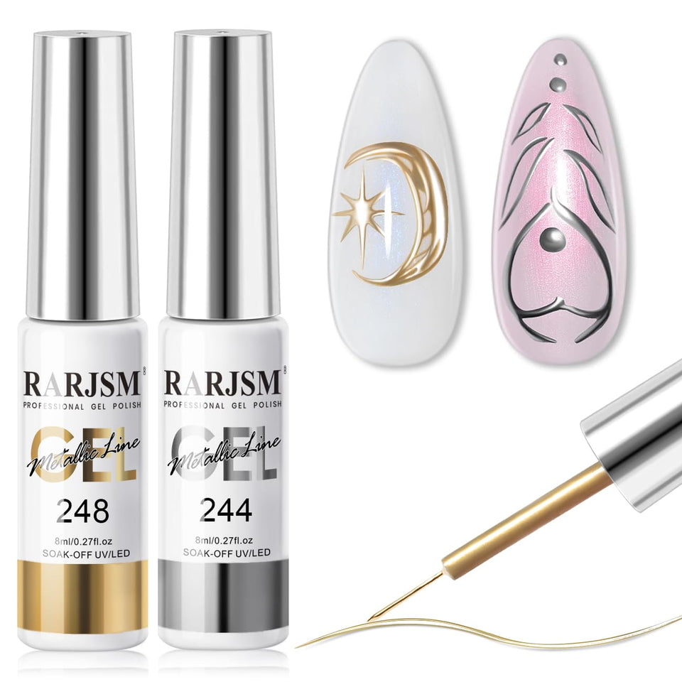 RARJSM front packaging showing two metallic gel liner bottles and benefits