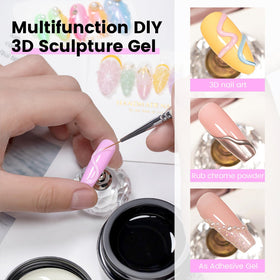 RARJSM gel holding rhinestone on nail showing secure adhesion benefit