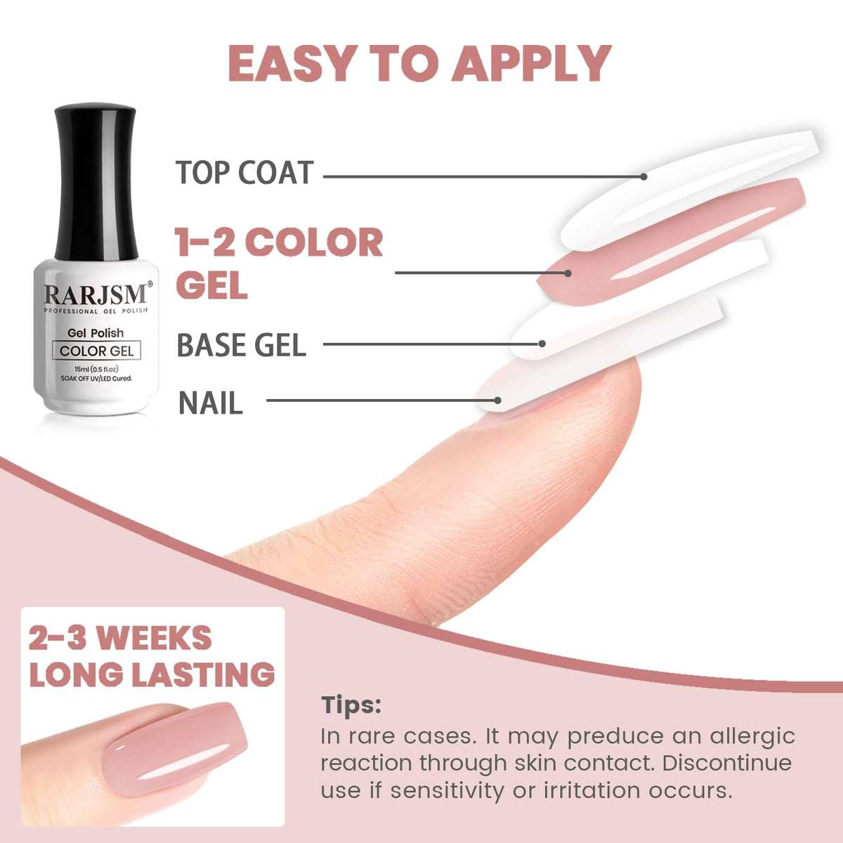 RARJSM size comparison with manicure tools showing generous 15ml benefit