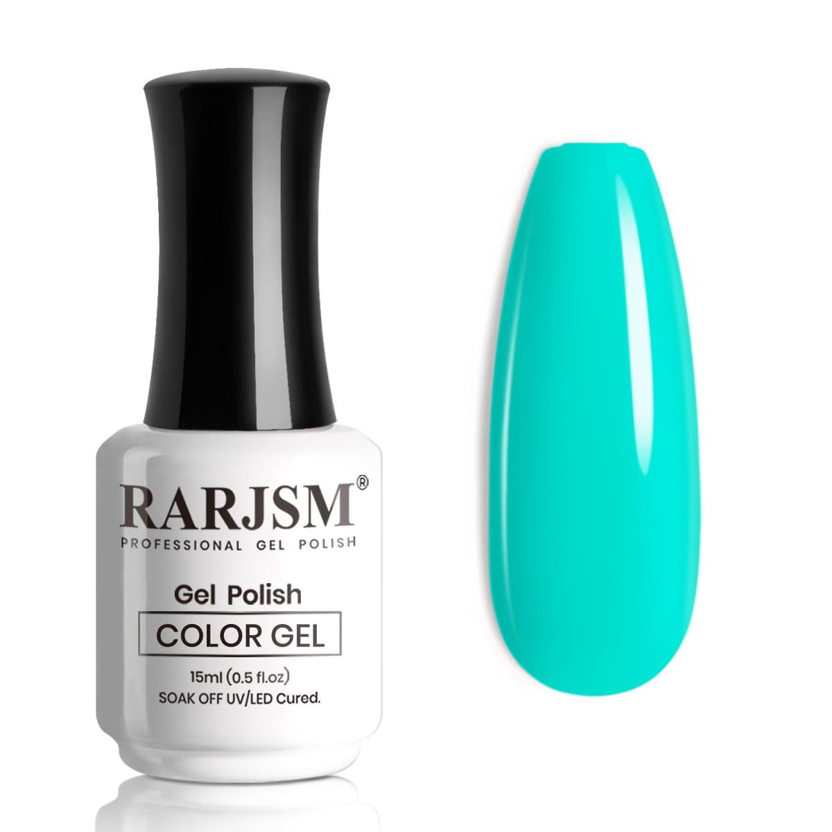 RARJSM front bottle view showing vibrant turquoise polish and 15ml capacity benefit