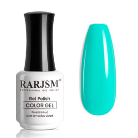 RARJSM front bottle view showing vibrant turquoise polish and 15ml capacity benefit