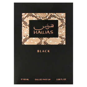 RASASI Hawas Black held in hand showing 3.38 oz scale and portability