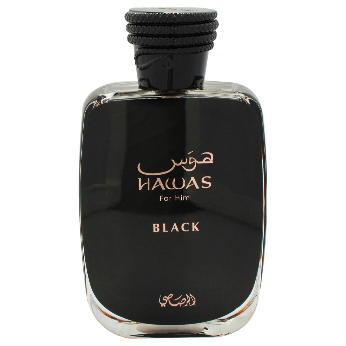 RASASI Hawas Black side profile highlighting bottle shape and elegance