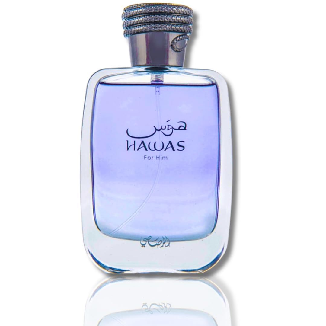 Rasasi Hawas close-up of bottle texture and spray nozzle, highlights premium design detail