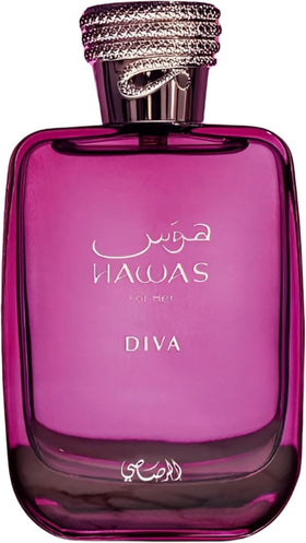 RASASI Hawas Diva front bottle showing elegant label and volume
