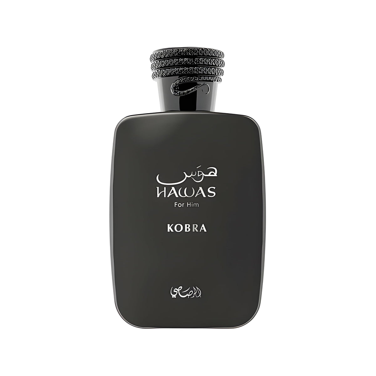 rasasi Hawas Kobra front bottle showing elegant packaging and brand identity