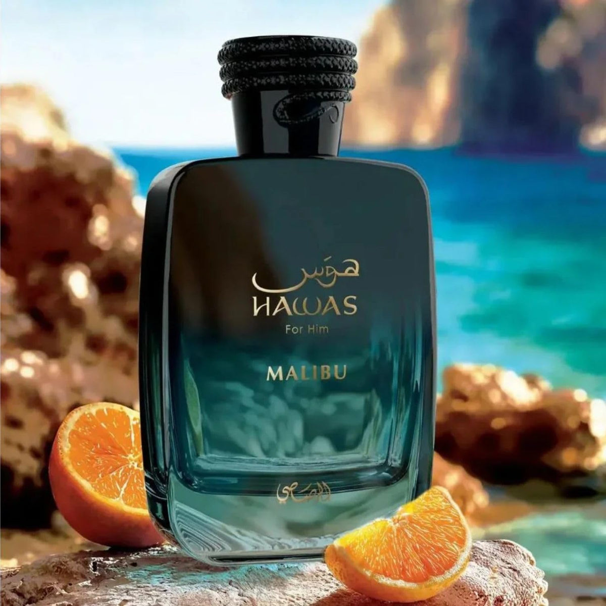 RASASI Hawas Malibu applied on wrist during daytime outing, demonstrating fresh citrus lift and easy wearable appeal