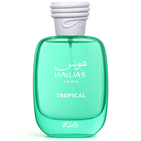 RASASI Hawas Tropical front bottle showing elegant packaging and fresh look
