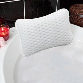 Rasenoo front view of white bath pillow offering comfortable head support