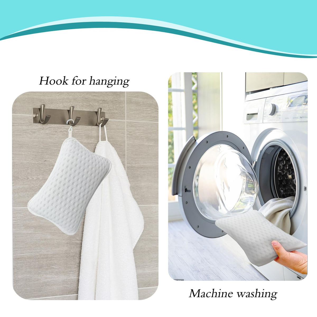 Rasenoo bath pillow in a bathtub creating a relaxing home spa scene