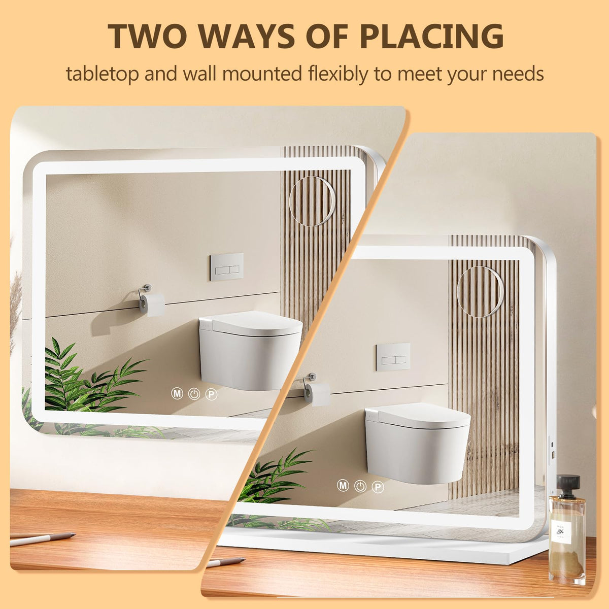 Ratsamee vanity mirror on dressing table providing balanced lighting for everyday beauty tasks