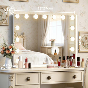 Ratsamee mirror placed next to common items to show 23x18 size and workspace suitability