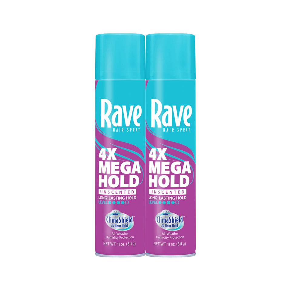 rave front packaging showing unscented aerosol and benefits