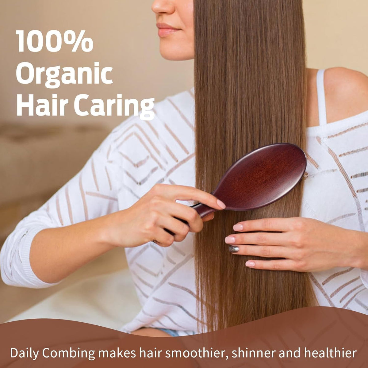 RAVEGO brush being used on fine hair to gently detangle and add shine