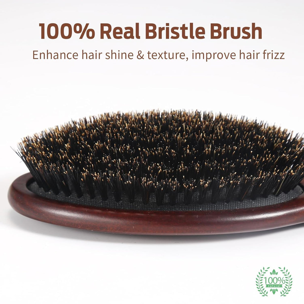 RAVEGO close-up of boar bristle texture improving smoothness and reducing frizz