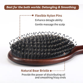RAVEGO close-up of boar and nylon bristles highlighting oil distribution and detangling
