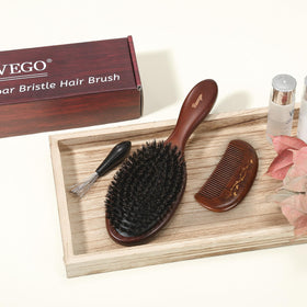 RAVEGO brush on a bathroom vanity in a lifestyle setting for everyday grooming