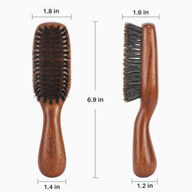 RAVEGO brush next to ruler showing compact travel-friendly size