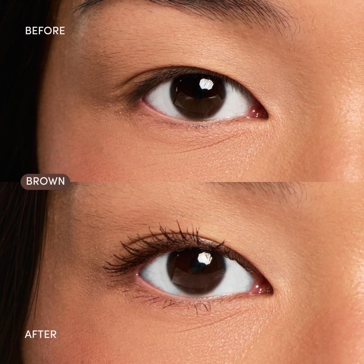 Ravie Beauty before and after lashes showing noticeable length and fuller appearance