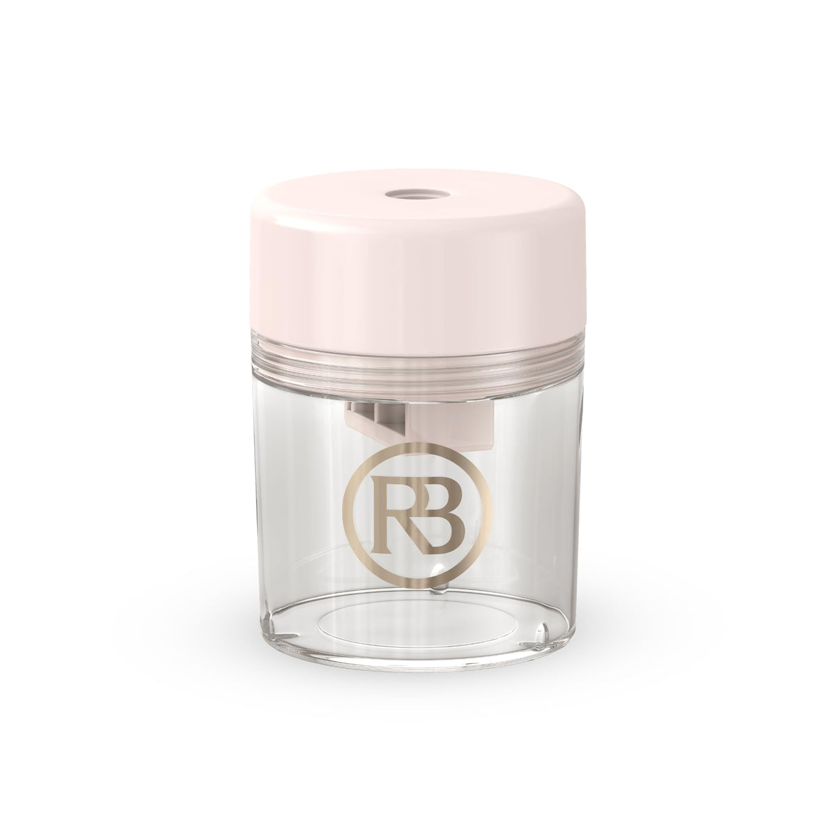 Ravie Beauty pink sharpener front view showing compact design and travel convenience