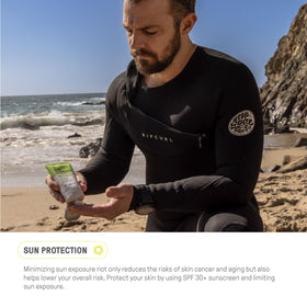 Raw Elements used at beach showing reef-safe and outdoor protection benefit