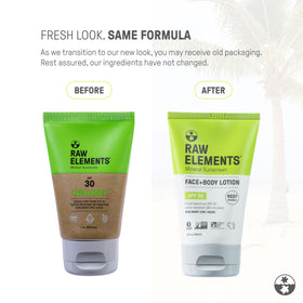 Raw Elements open cap revealing creamy texture and easy application benefit