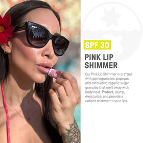 Raw Elements texture swipe showing pink shimmer and moisturizing feel