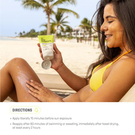 Raw Elements tube in hand indicating travel-friendly 3 oz size benefit