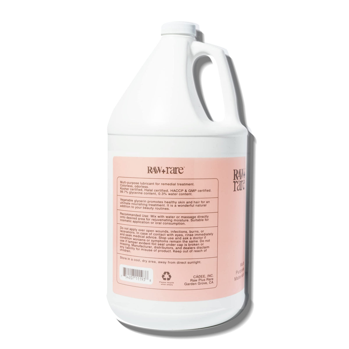 Raw Plus Rare gallon handle and grip view benefit: ergonomic transport and pouring