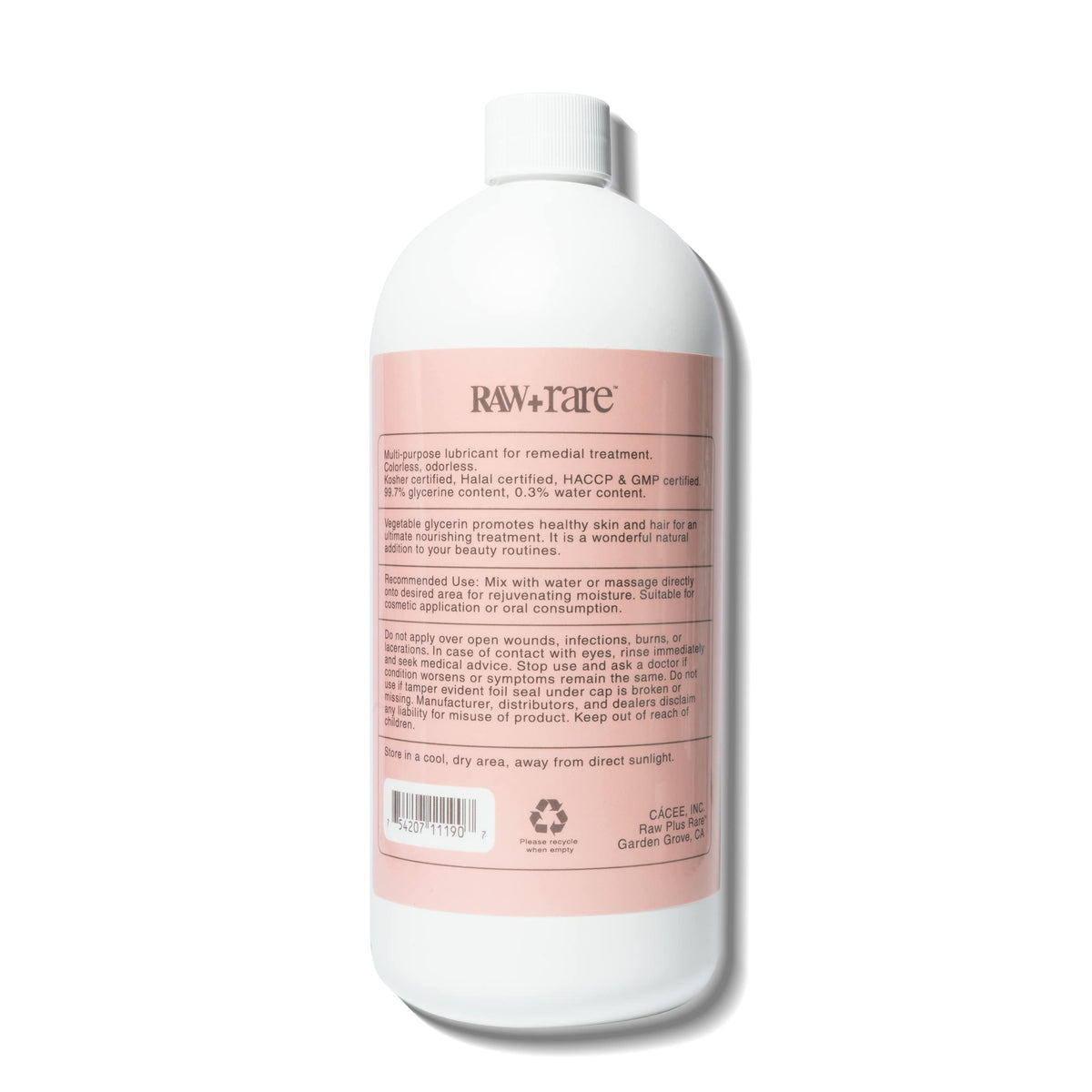 Raw Plus Rare glycerin drop on surface showing clear viscous texture for hydration benefit