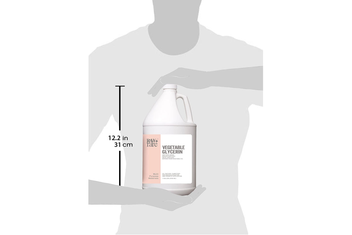 Raw Plus Rare glycerin on bathroom counter in skincare setup benefit: versatile home use