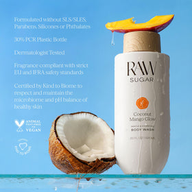 RAW SUGAR bottle next to hand showing 20 fl oz size and ease of use