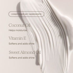 RAW SUGAR conditioner applied to wet hair demonstrating smoothing benefit