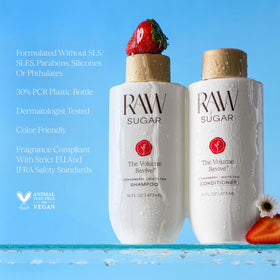 RAW SUGAR duo staged in bathroom for an uplifting fragrance and routine benefit