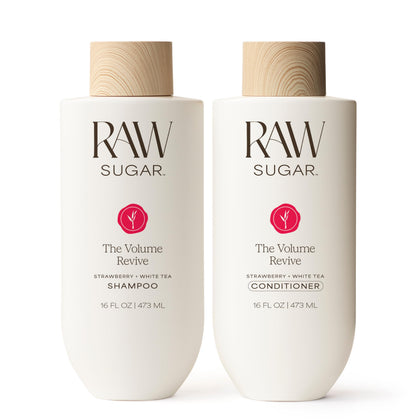 RAW SUGAR duo front packaging showing both bottles and volume benefit