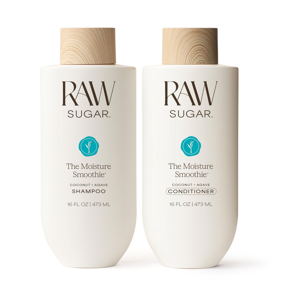 RAW SUGAR front packaging duo showing both bottles and label benefits