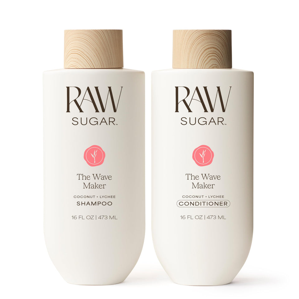 RAW SUGAR front packaging showing the Wave Maker duo and beachy styling benefit