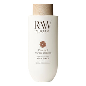 RAW SUGAR front packaging showing 20 fl oz bottle and caramel vanilla scent benefit