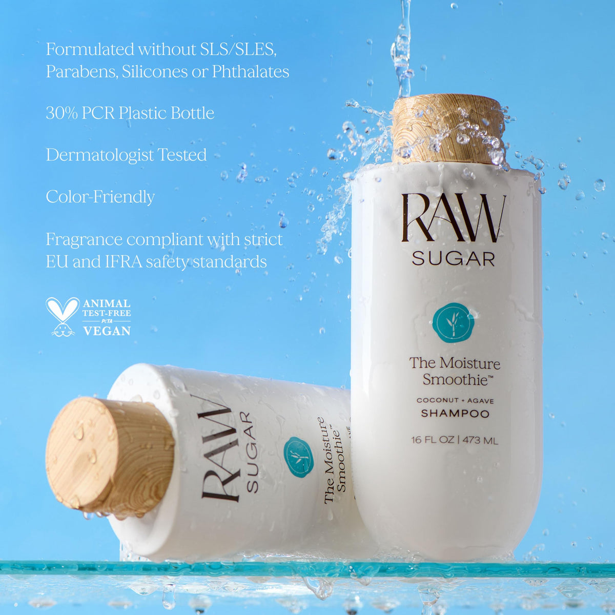 RAW SUGAR ingredient display with coconut and agave showing natural nourishment