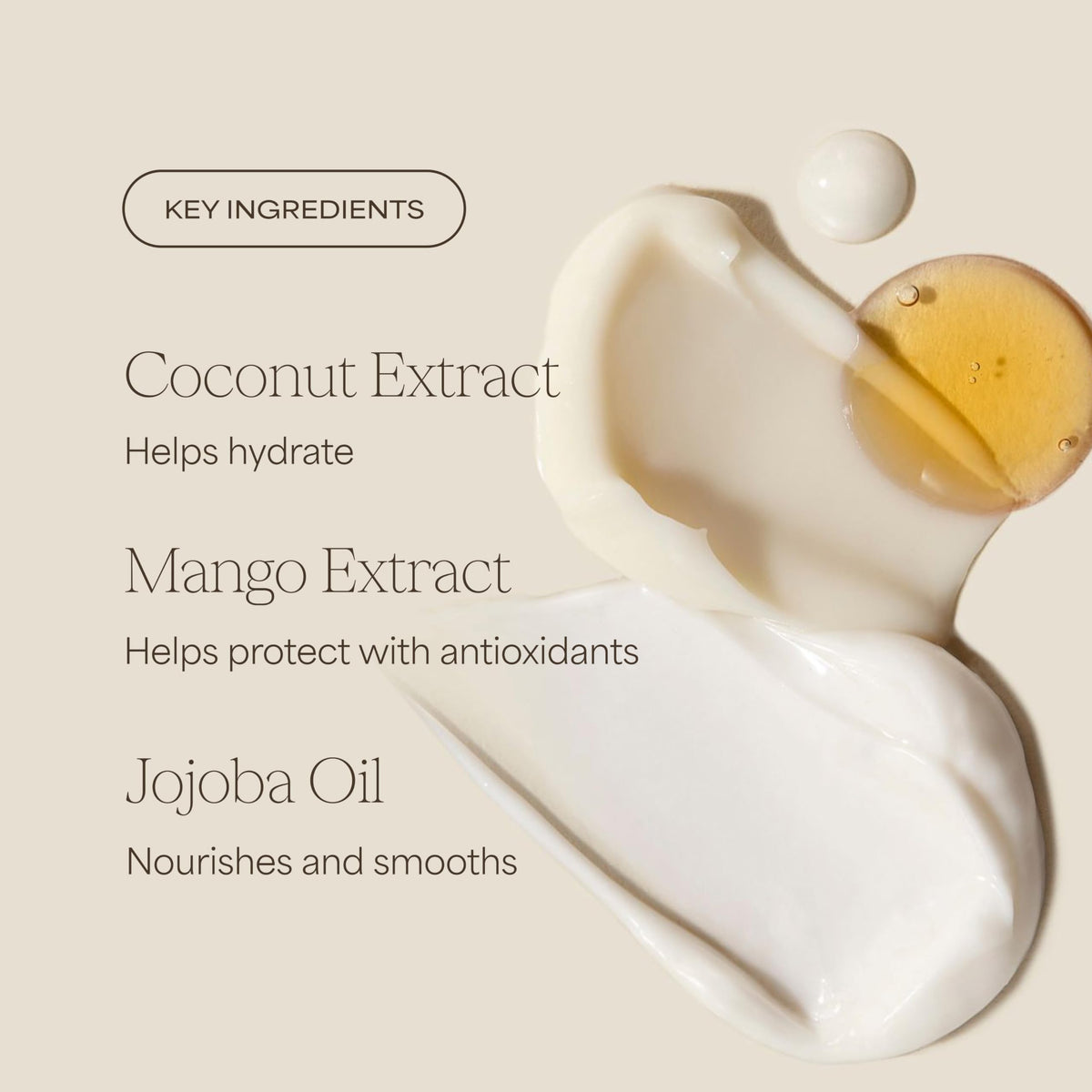 RAW SUGAR ingredients label detail showing coconut and jojoba benefits