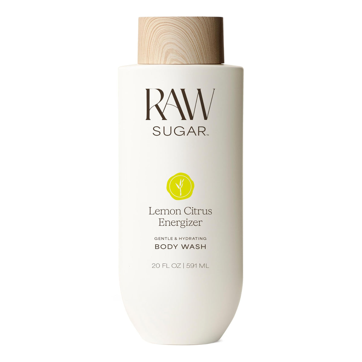 RAW SUGAR front packaging showing 20 fl oz bottle and energizing lemon scent
