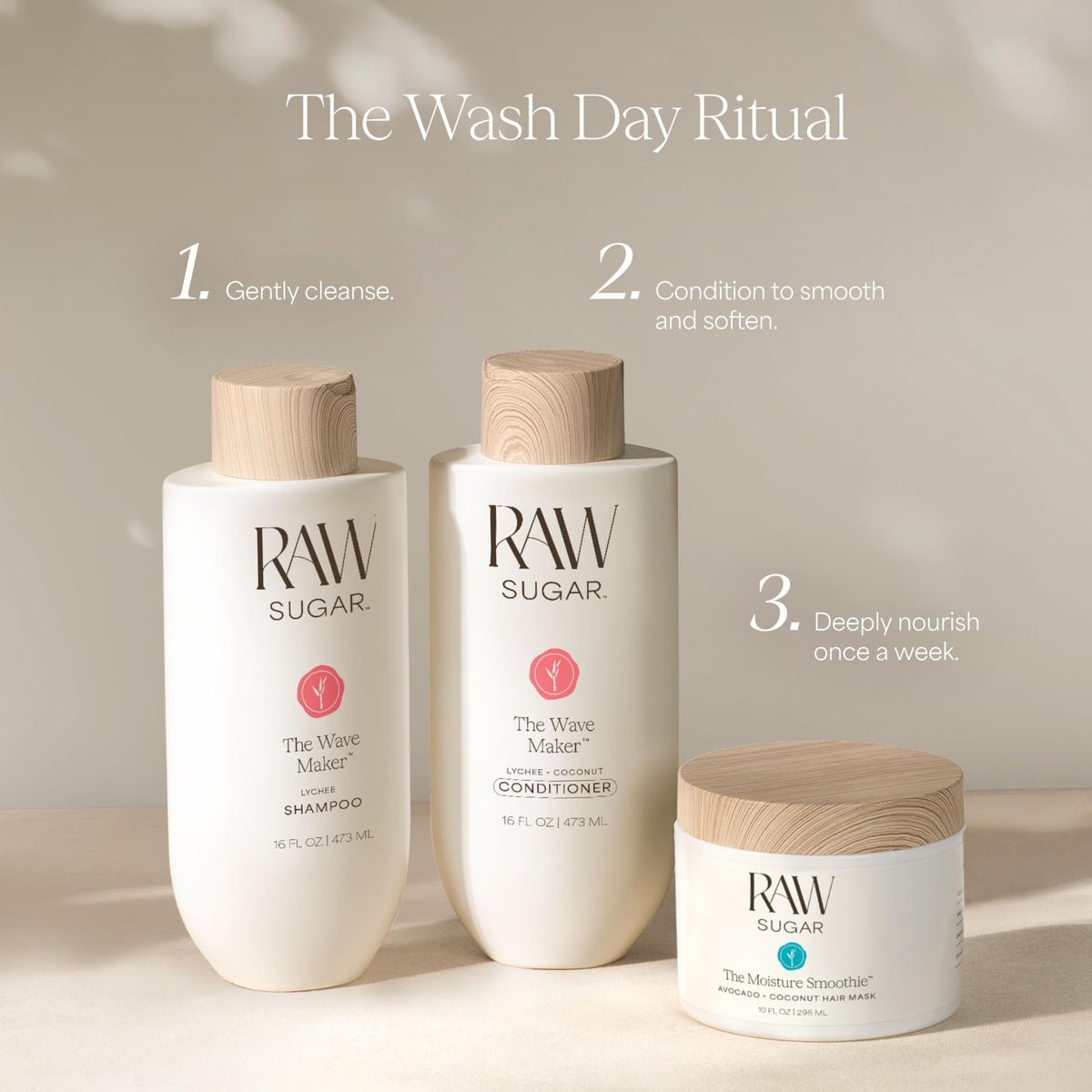 RAW SUGAR lifestyle shelf with duo conveying everyday styling and scent uplift