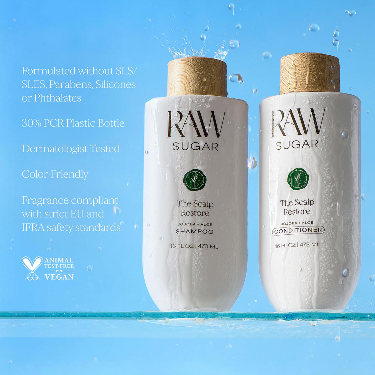 RAW SUGAR shampoo lather in shower demonstrating gentle cleansing action