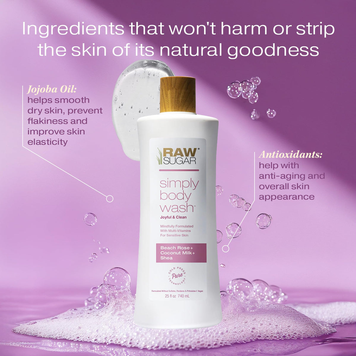 RAW SUGAR bottle in shower lifestyle setting for soothing aroma