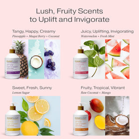 RAW SUGAR Watermelon + Fresh Mint lathered in hand demonstrating gentle cleansing