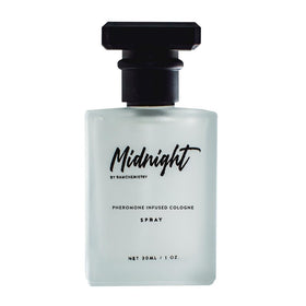 RawChemistry Midnight bottle on evening table showing suited for night occasions