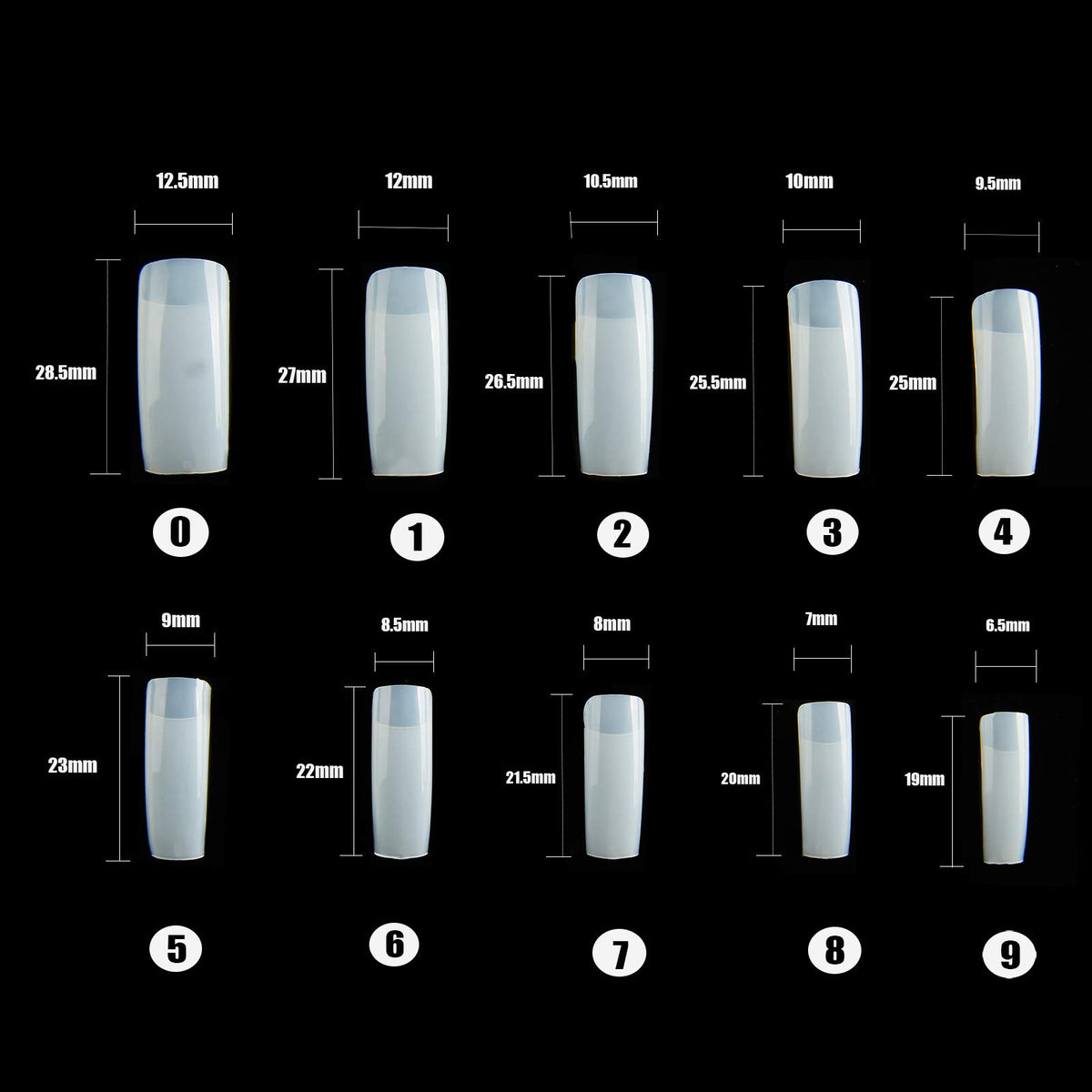 RayanWay size chart display with ten sizes for precise nail matching and fast selection