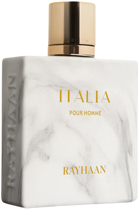 Rayhaan Italia front bottle shot showing elegant packaging and clear brand presence