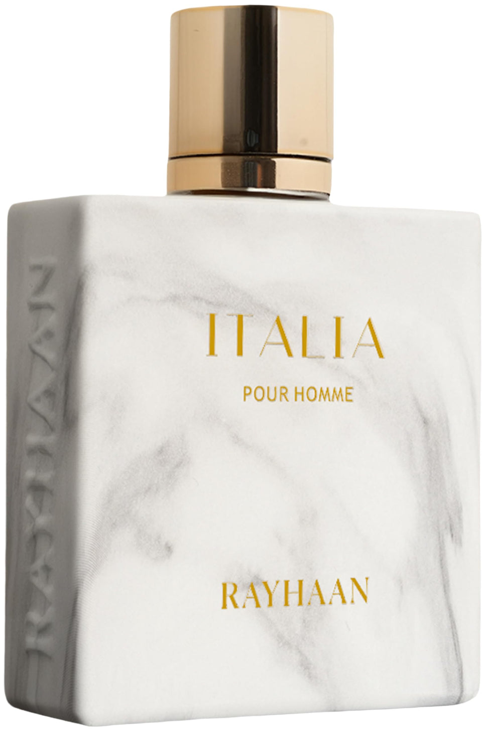 Rayhaan Italia front bottle shot showing elegant packaging and clear brand presence